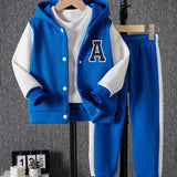 Boys Color Block Varsity Jacket and Pants Set Provain Shop