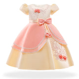 Provain Shop Elegant Girls Princess Dress with Embroidered Flowers & Lace - Perfect for Weddings, Birthdays & Special Occasions 