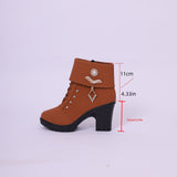 Womens Fashionable Rhinestone Chunky Heel Ankle Boots Provain Shop