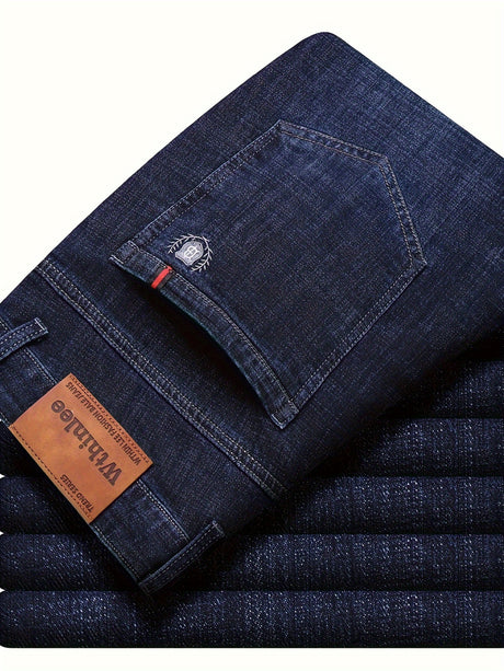 Men's Classic Design Jeans, Semi-formal Stretch Straight Leg Jeans For Business Provain Shop