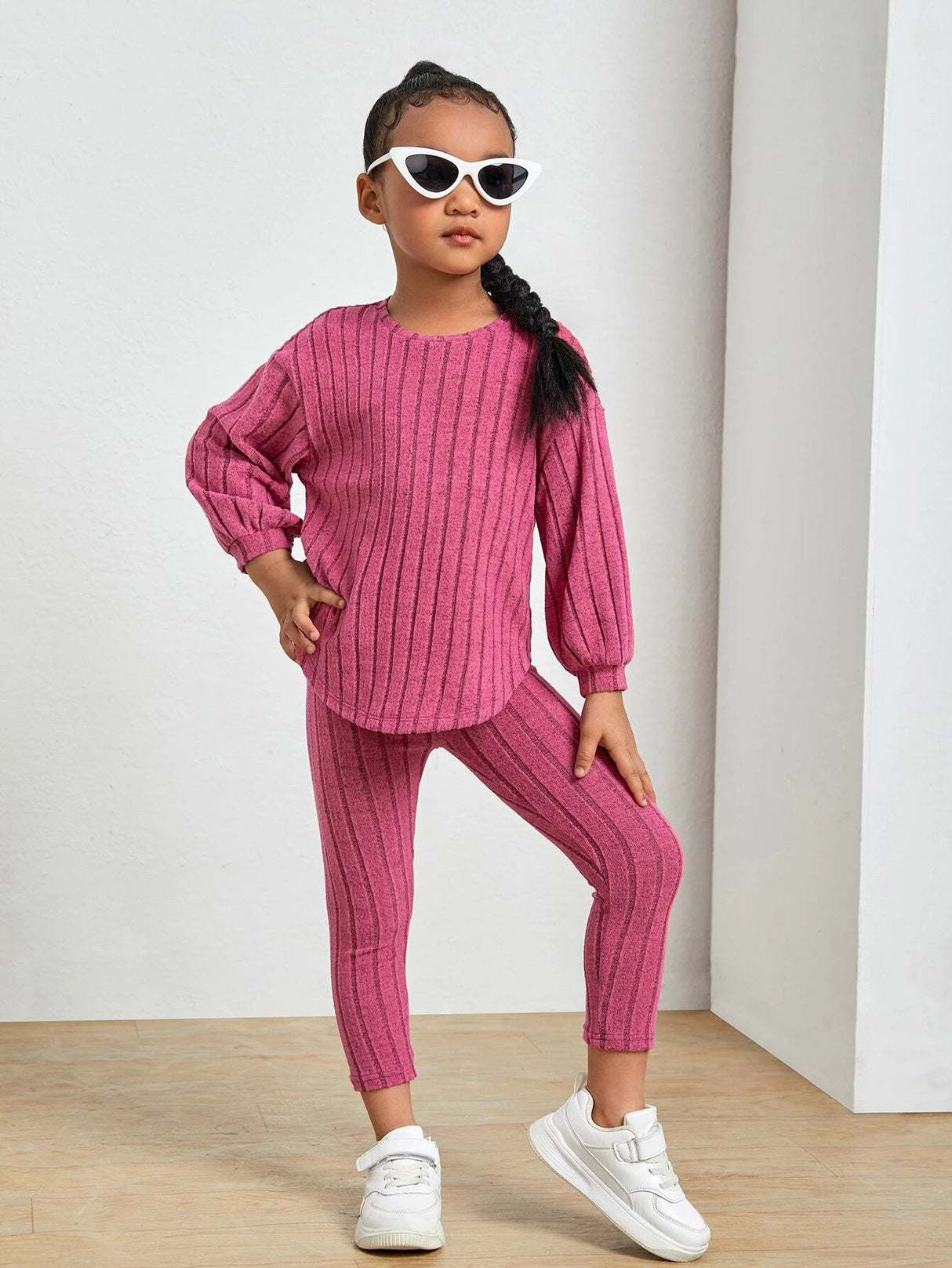 Kids Ribbed Knit Tee and Leggings Set Provain Shop