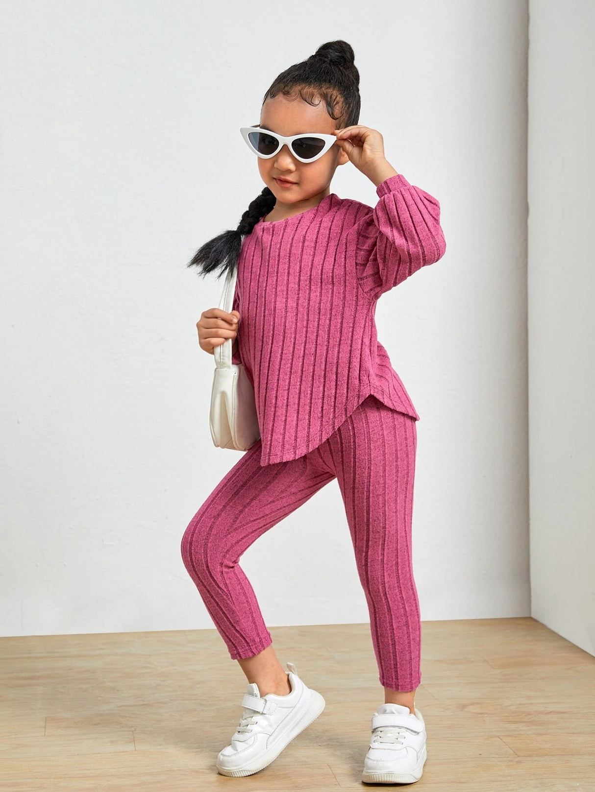 Kids Ribbed Knit Tee and Leggings Set Provain Shop