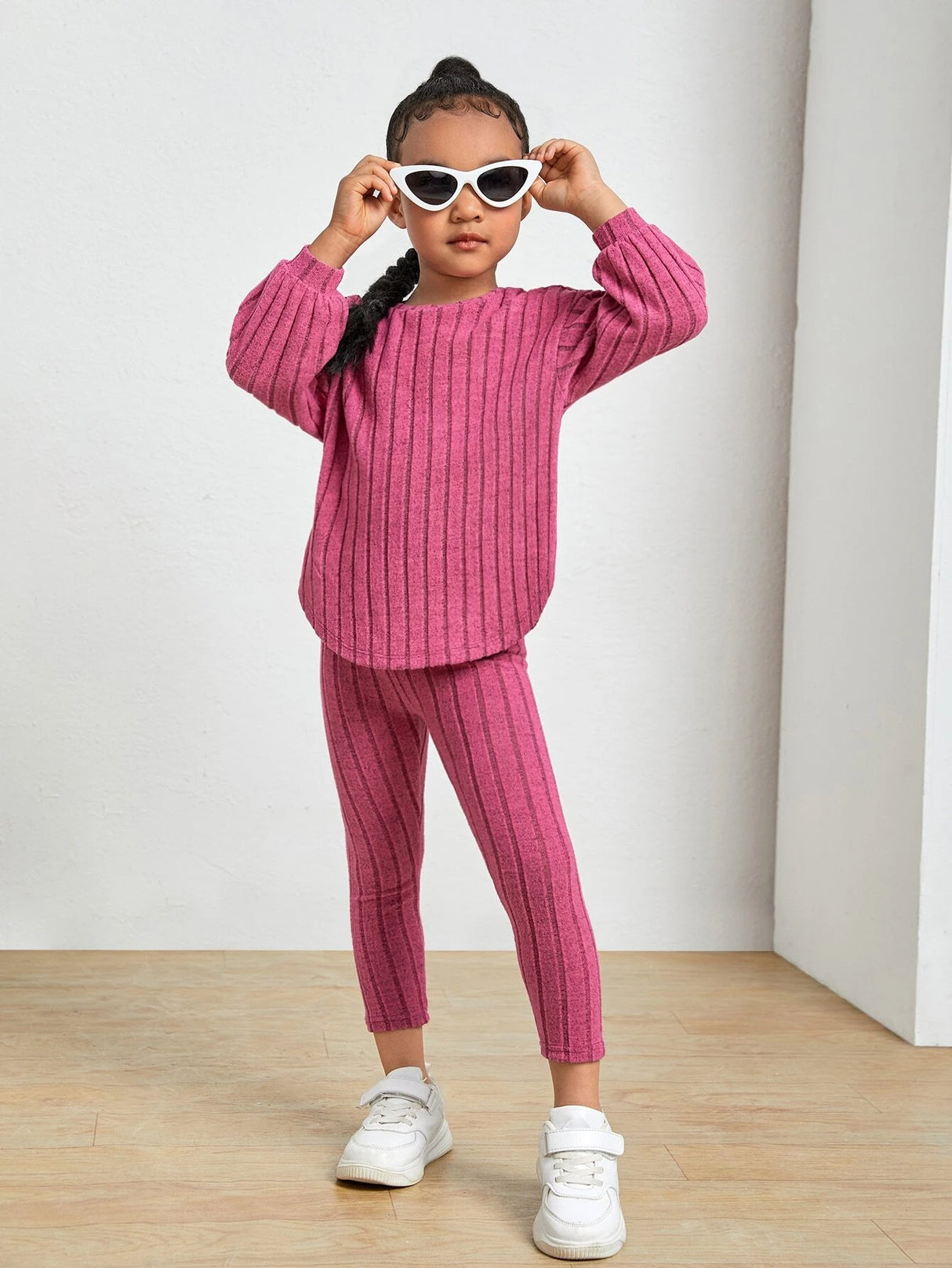 Kids Ribbed Knit Tee and Leggings Set Provain Shop