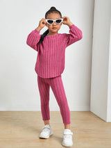 Kids Ribbed Knit Tee and Leggings Set Provain Shop