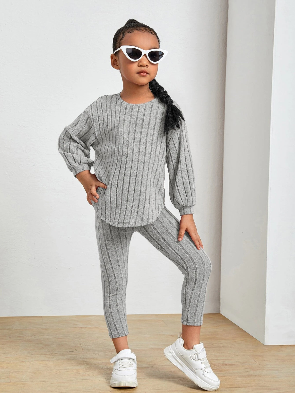 Kids Ribbed Knit Tee and Leggings Set Provain Shop