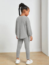 Kids Ribbed Knit Tee and Leggings Set Provain Shop