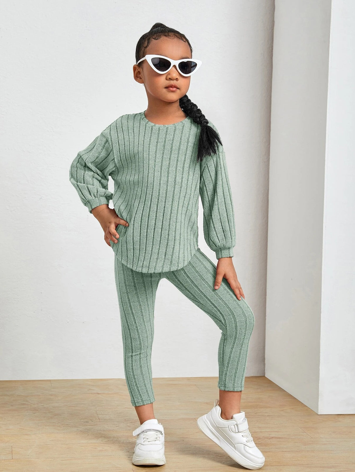 Kids Ribbed Knit Tee and Leggings Set Provain Shop