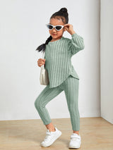 Kids Ribbed Knit Tee and Leggings Set Provain Shop