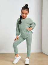 Kids Ribbed Knit Tee and Leggings Set Provain Shop