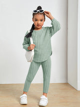 Kids Ribbed Knit Tee and Leggings Set Provain Shop