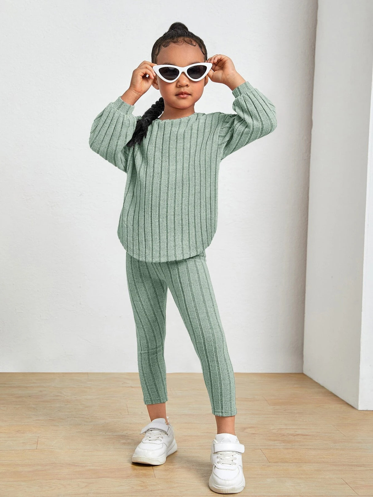 Kids Ribbed Knit Tee and Leggings Set Provain Shop