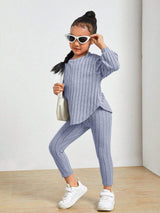 Kids Ribbed Knit Tee and Leggings Set Provain Shop