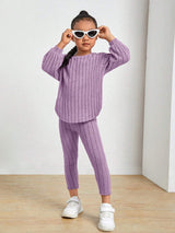 Kids Ribbed Knit Tee and Leggings Set Provain Shop