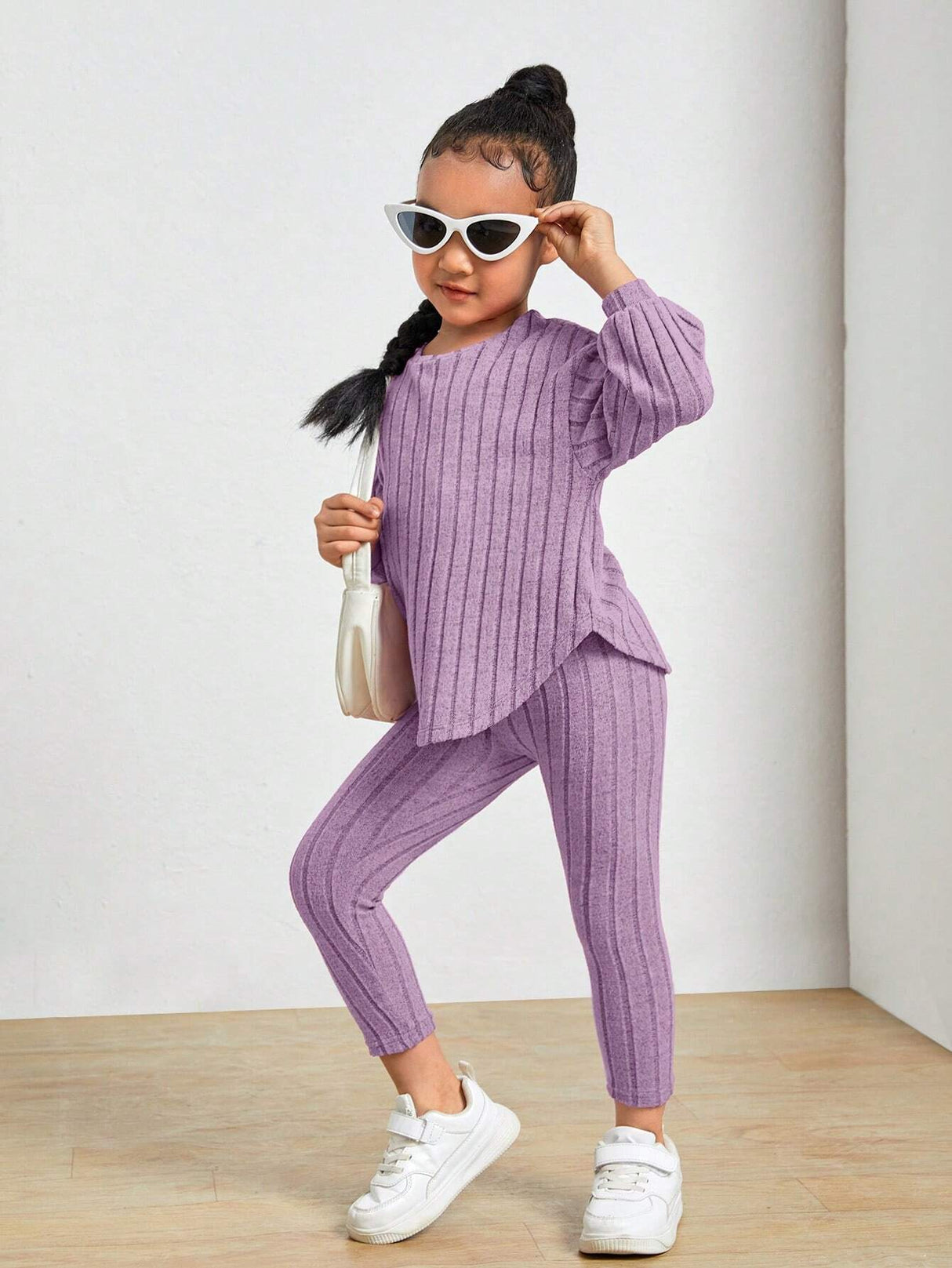 Kids Ribbed Knit Tee and Leggings Set Provain Shop