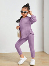 Kids Ribbed Knit Tee and Leggings Set Provain Shop