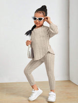 Kids Ribbed Knit Tee and Leggings Set Provain Shop