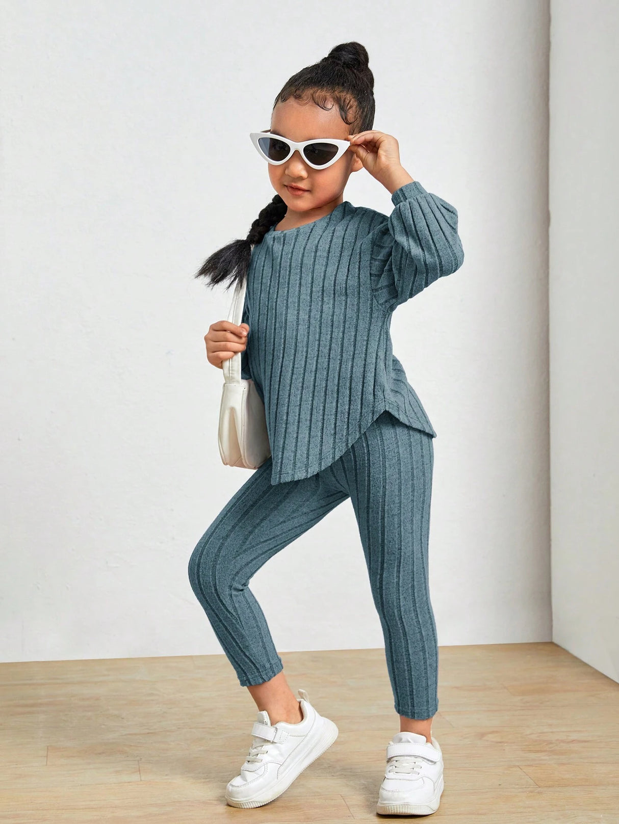 Kids Ribbed Knit Tee and Leggings Set Provain Shop