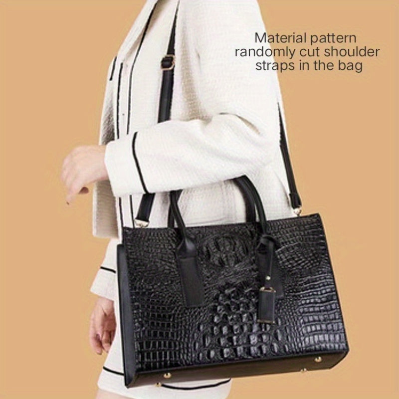 3pcs/1pc Crocodile Pattern Handbag Set, Women's Retro Tote Bag With Clutch Bag & Card Holder Provain Shop