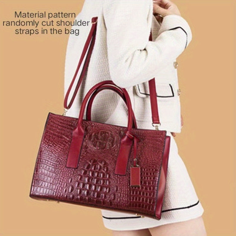 3pcs/1pc Crocodile Pattern Handbag Set, Women's Retro Tote Bag With Clutch Bag & Card Holder Provain Shop