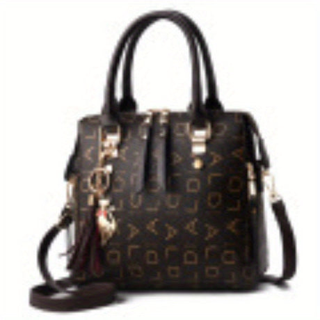 Classic Letter Pattern Shoulder Bag, All-Match Versatile Handbag With Tassel Pendant Decor For Women Provain Shop