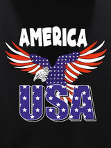 Provain Shop America USA Eagle Pattern Print Hooded Sweatshirt, Personalized Hoodies Fashion Casual Tops For Spring Autumn, Men's Clothing 