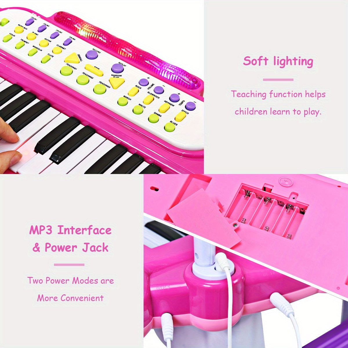 Pink LIFEZEAL 37Key Kids Keyboard with Stool  Mic Provain Shop