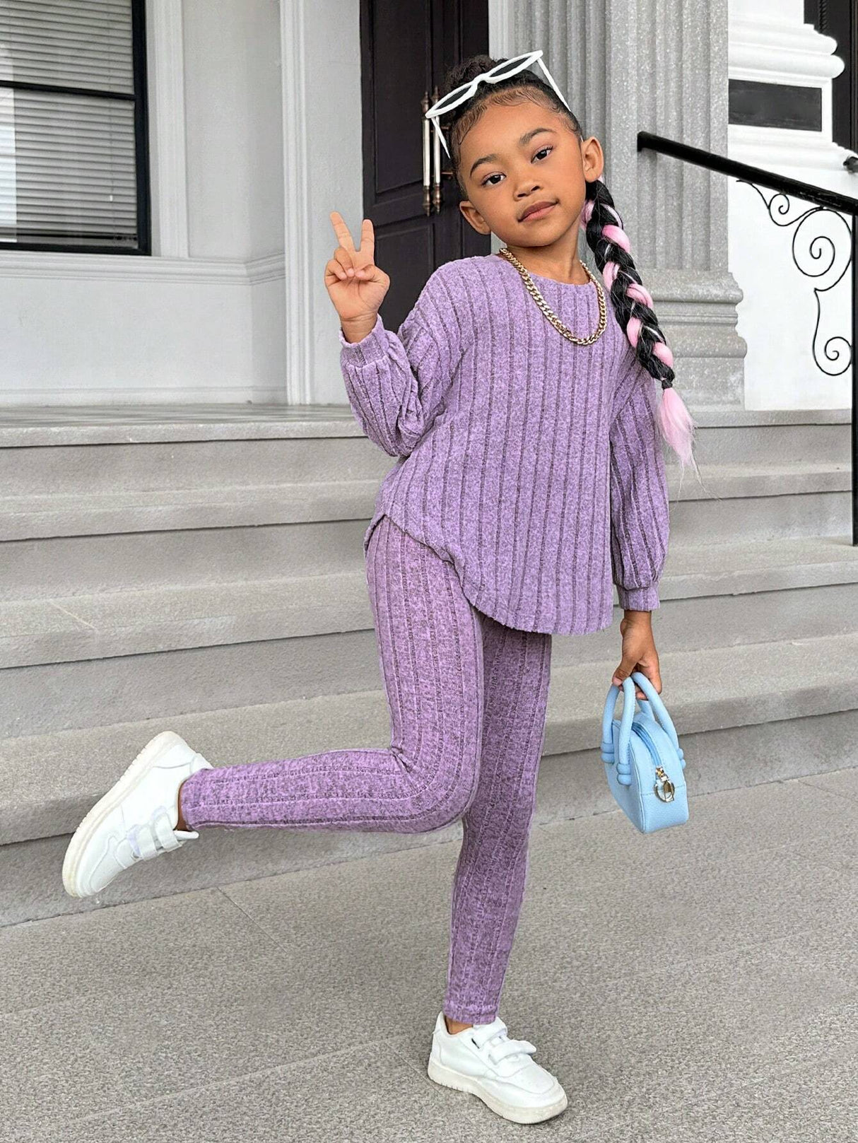 Kids Ribbed Knit Tee and Leggings Set Provain Shop