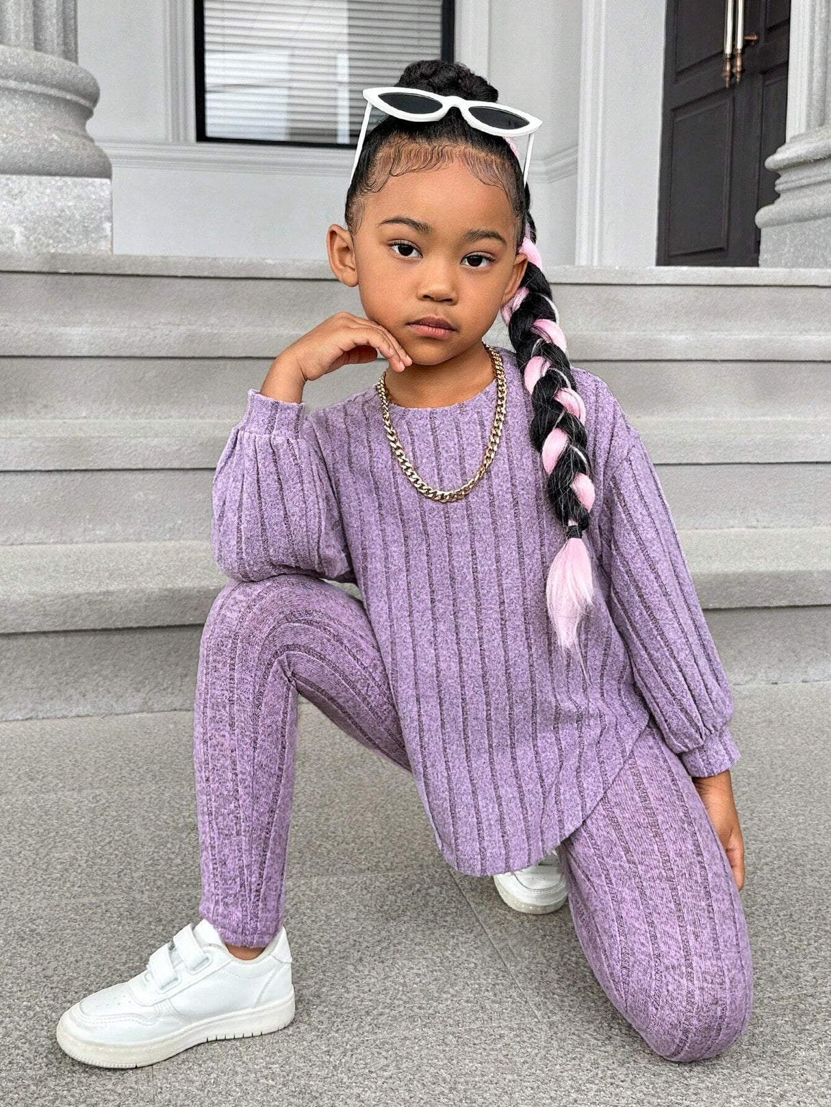 Kids Ribbed Knit Tee and Leggings Set Provain Shop