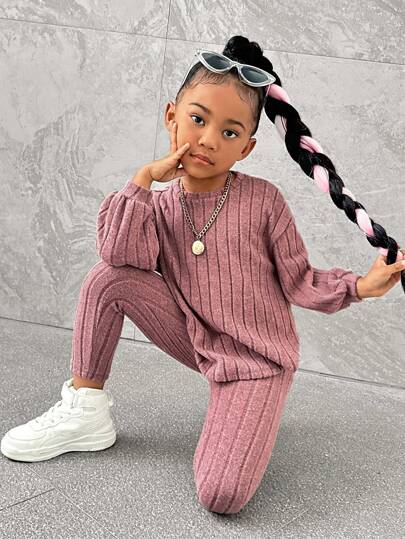 Kids Ribbed Knit Tee and Leggings Set Provain Shop