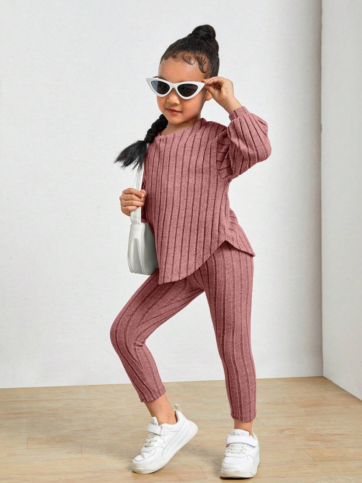 Kids Ribbed Knit Tee and Leggings Set Provain Shop