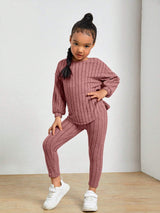 Kids Ribbed Knit Tee and Leggings Set Provain Shop