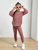 Kids Ribbed Knit Tee and Leggings Set Provain Shop