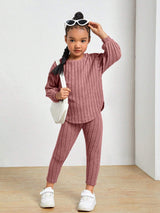 Kids Ribbed Knit Tee and Leggings Set Provain Shop