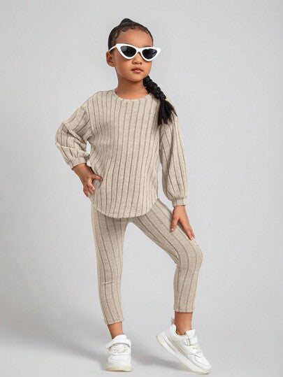 Kids Ribbed Knit Tee and Leggings Set Provain Shop