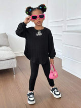 Kids Ribbed Knit Tee and Leggings Set Provain Shop