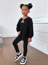 Kids Ribbed Knit Tee and Leggings Set Provain Shop