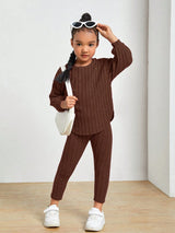 Kids Ribbed Knit Tee and Leggings Set Provain Shop