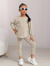 Kids Ribbed Knit Tee and Leggings Set Provain Shop