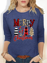 Womens Cozy Christmas Letter Print Sweatshirt Provain Shop