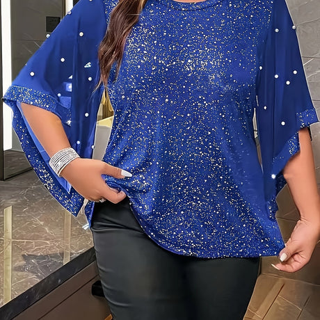Provain Shop Chic Plus Size Top with Unique Sleeve Detail - Breathable, Relaxed Fit for Spring & Summer Comfort 