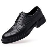 Provain Shop Men Brogue Carved Derby Shoes British Style Pointed Toe Low Top Wingtip Oxfords Formal Shoes Footwear