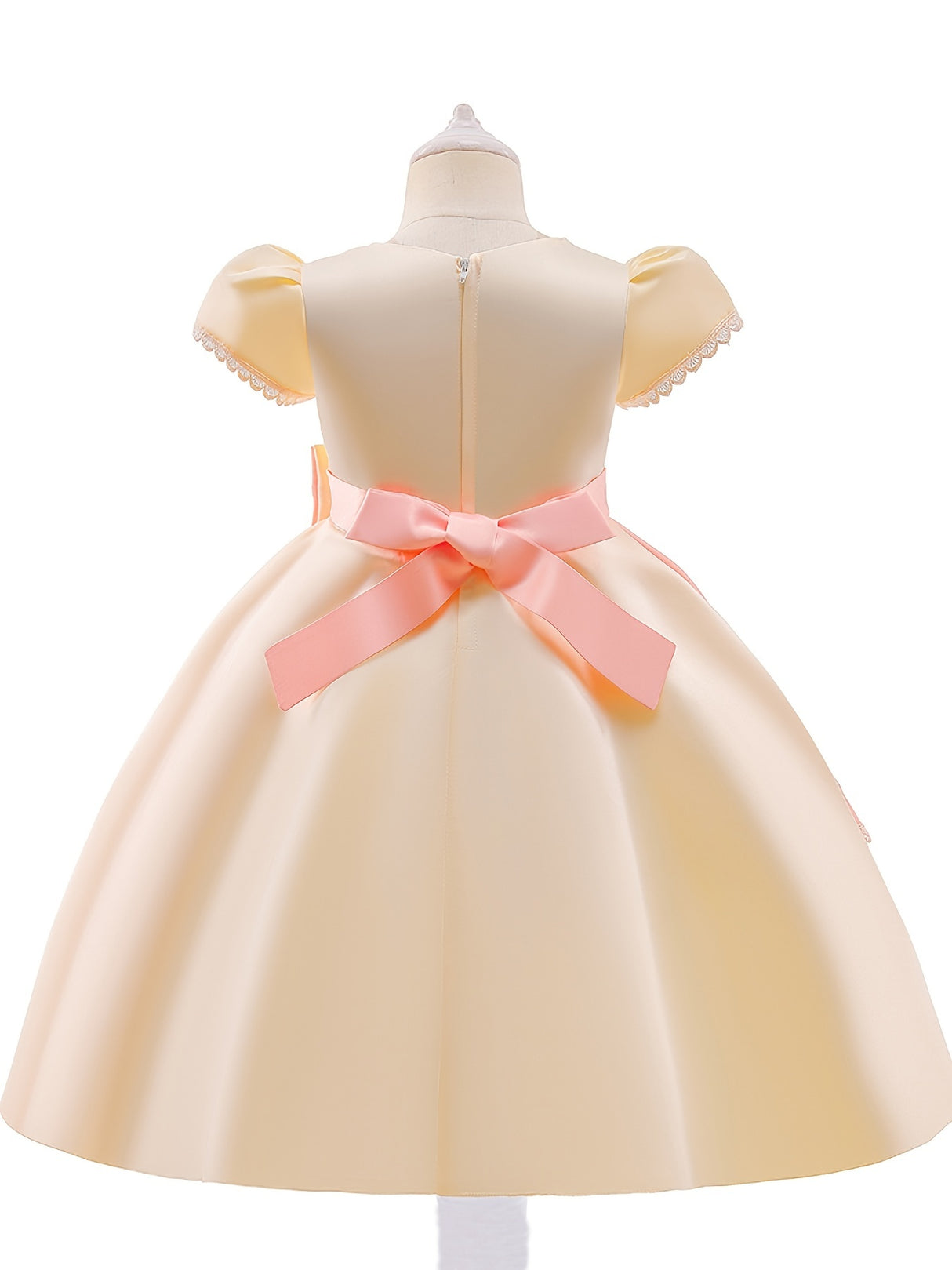 Provain Shop Elegant Girls Princess Dress with Embroidered Flowers & Lace - Perfect for Weddings, Birthdays & Special Occasions 