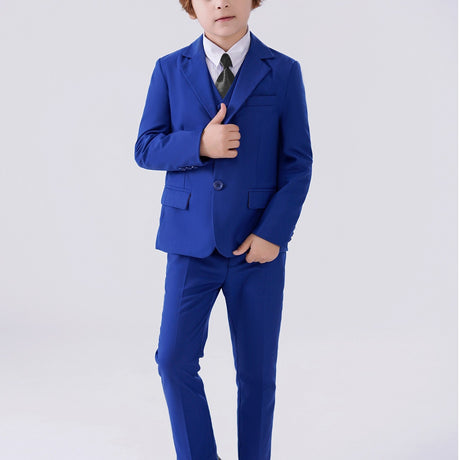 Provain Shop 4pcs Boys Formal Gentleman Outfits, Long Sleeve Blazer&Bowtie Shirt&Pants&Vest, Boys Clothing Set For Competition Performance Wedding Banquet Dress 