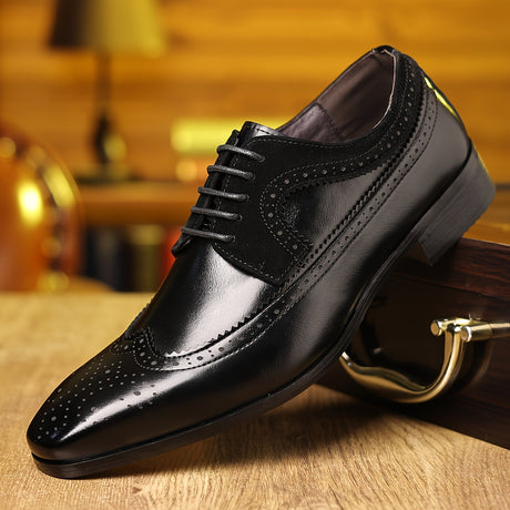 Provain Shop Plus Size Vintage Wing Tip Oxford Shoes - Comfortable Non-Slip Design, Lace-Up Durability - Perfect for Outdoor & Formal Occasions 