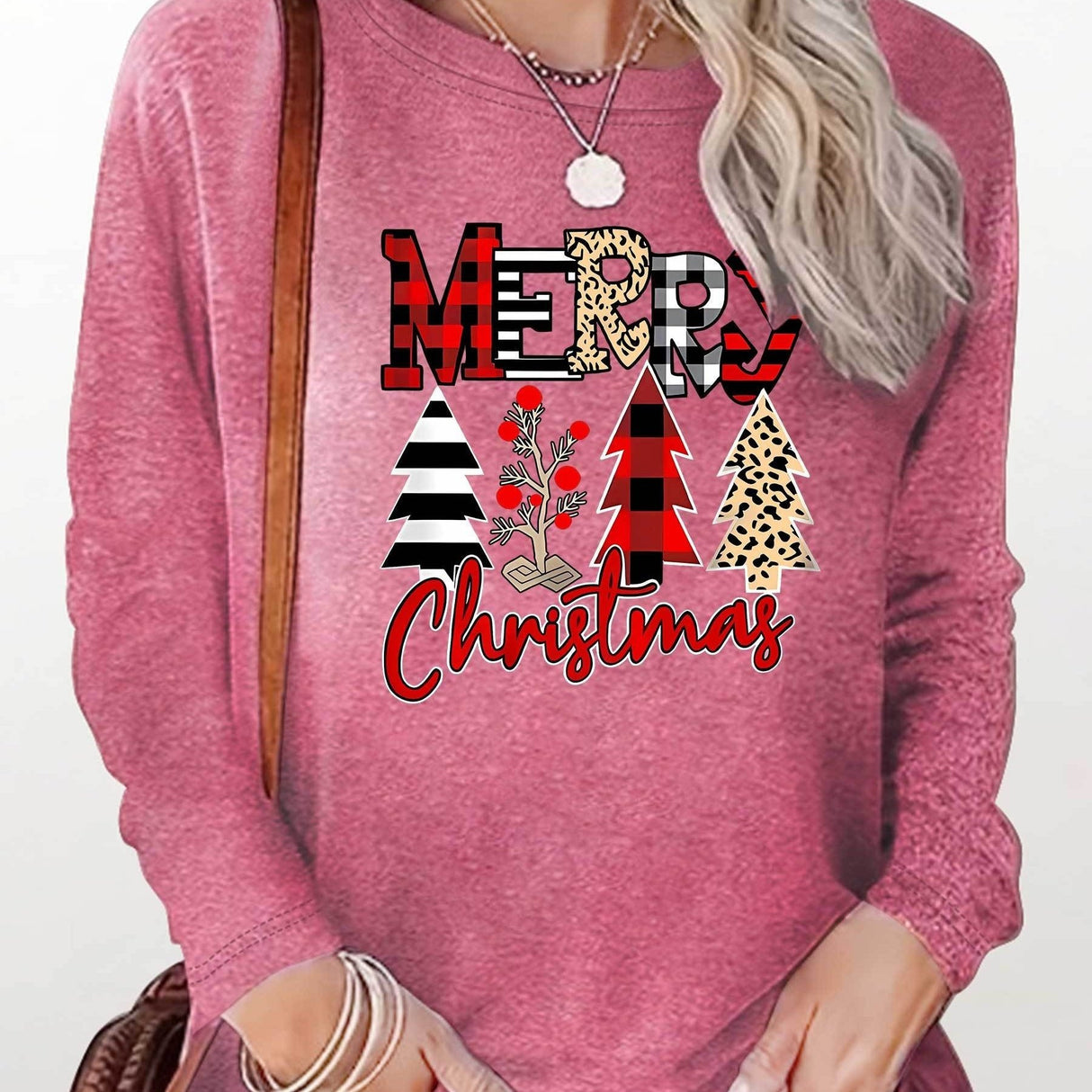 Womens Cozy Christmas Letter Print Sweatshirt Provain Shop