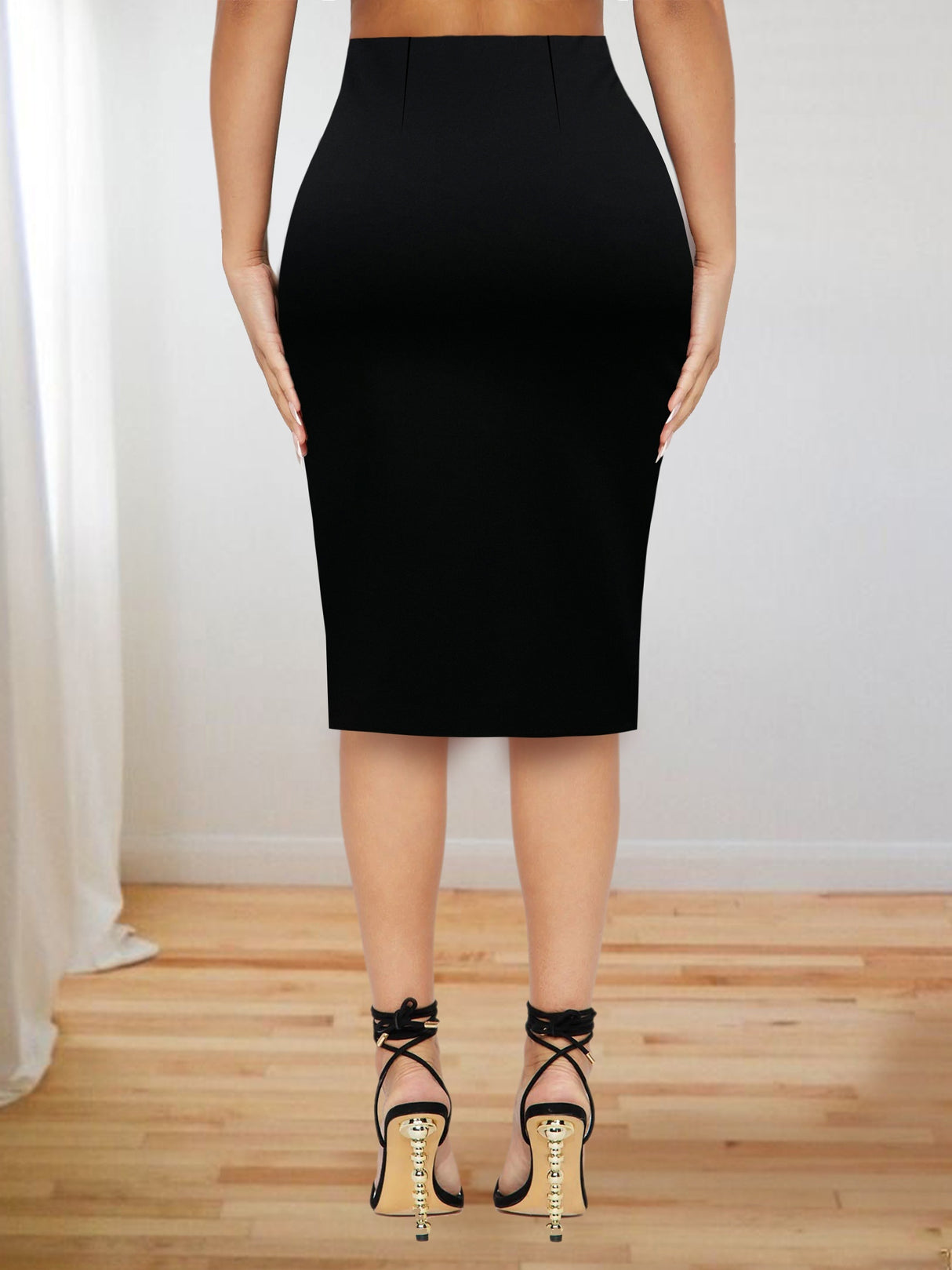 Elegant Fall/Winter Bodycon Skirt - Color Block, Stretch Fit, Easy Care, Chic Style provain