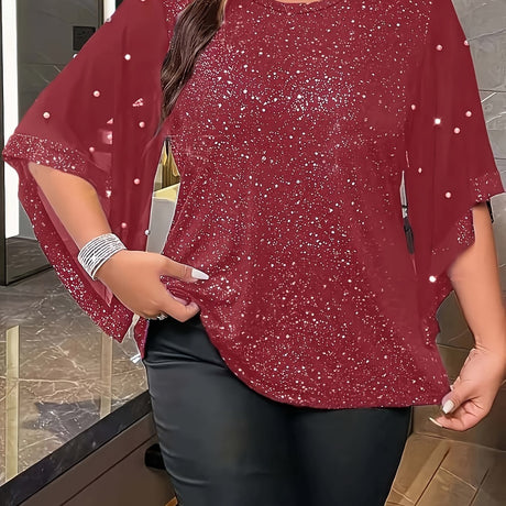 Chic Plus Size Top with Unique Sleeve Detail - Breathable, Relaxed Fit for Spring & Summer Comfort Provain Shop