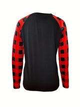 Womens Cozy Red  Black Plaid Christmas Lounge Top Provain Shop