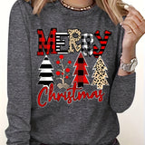 Womens Cozy Christmas Letter Print Sweatshirt Provain Shop