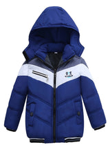 Provain Shop Boys' Stylish Hooded Down Jacket - Warm, Fleece-Lined Zip-Up Coat for Winter Outdoors - Ideal Gift 